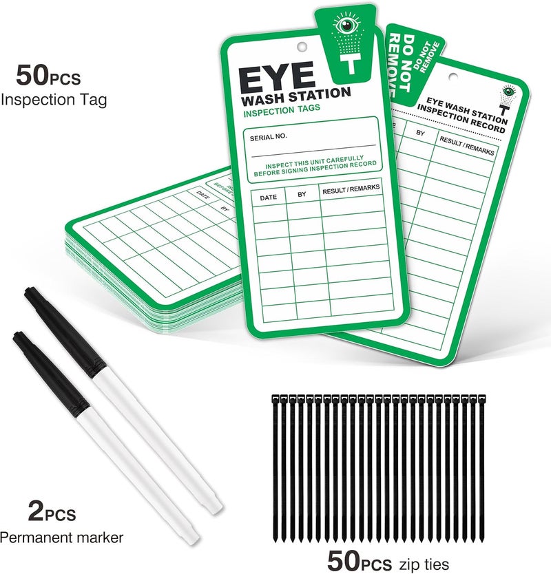 Fiivas Eye Wash Station Inspection Tags - 50 Pack, Yearly Monthly Eyewash Inspection Station Tags, RP-Plastic, OSHA Approved, Waterproof - Image 4
